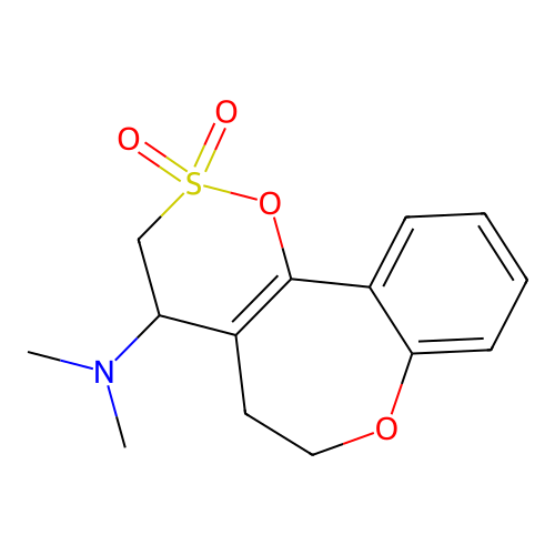 N,N-dimethyl-2,2-dioxo-3,4,5,6-tetrahydrooxathiino[5,6-d][1]benzoxepin-4-amine structure