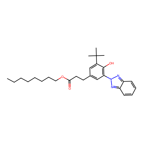 Octyl 3-(3-(2H-benzotriazol-2-yl)-5-tert-butyl-4-hydroxyphenyl)propanoate structure
