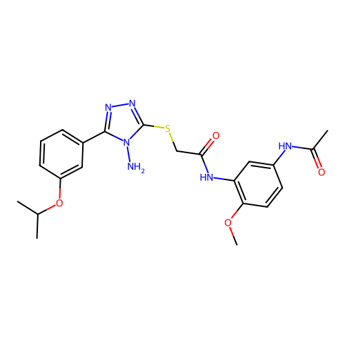 N-[5-(acetylamino)-2-methoxyphenyl]-2-({4-amino-5-[3-(propan-2-yloxy)phenyl]-4H-1,2,4-triazol-3-yl}sulfanyl)acetamide structure