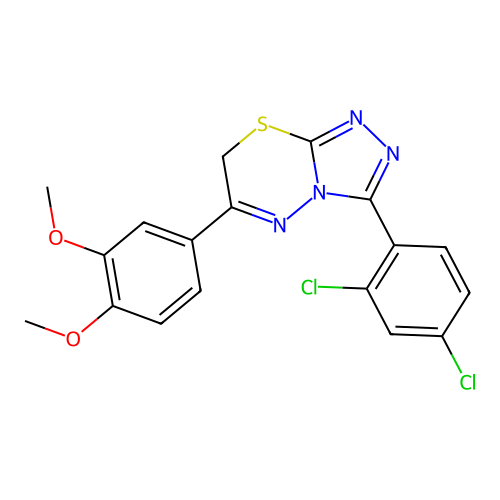 3-(2,4-dichlorophenyl)-6-(3,4-dimethoxyphenyl)-7H-[1,2,4]triazolo[3,4-b][1,3,4]thiadiazine structure