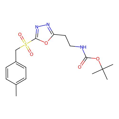 Tert-butyl (2-(5-((4-methylbenzyl)sulfonyl)-1,3,4-oxadiazol-2-yl)ethyl)carbamate structure