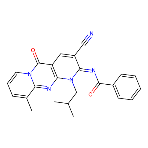 (Z)-N-(3-cyano-1-isobutyl-10-methyl-5-oxo-1H-dipyrido[1,2-a:2',3'-d]pyrimidin-2(5H)-ylidene)benzamide structure