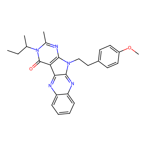 3-(butan-2-yl)-11-[2-(4-methoxyphenyl)ethyl]-2-methyl-3,11-dihydro-4H-pyrimido[5',4':4,5]pyrrolo[2,3-b]quinoxalin-4-one structure