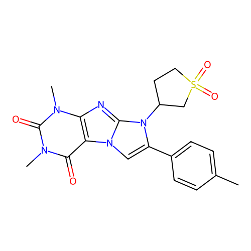 8-(1,1-dioxidotetrahydrothiophen-3-yl)-1,3-dimethyl-7-(4-methylphenyl)-1H-imidazo[2,1-f]purine-2,4(3H,8H)-dione structure