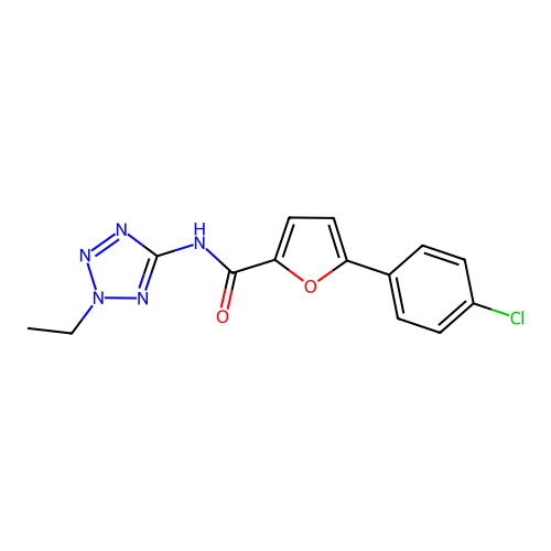 5-(4-chlorophenyl)-N-(2-ethyl-2H-tetrazol-5-yl)furan-2-carboxamide structure