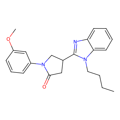 4-(1-butyl-1H-benzo[d]imidazol-2-yl)-1-(3-methoxyphenyl)pyrrolidin-2-one structure