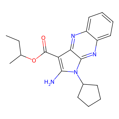 sec-butyl 2-amino-1-cyclopentyl-1H-pyrrolo[2,3-b]quinoxaline-3-carboxylate structure