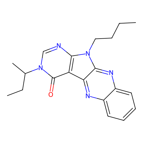 3-(sec-butyl)-11-butyl-3H-pyrimido[5',4':4,5]pyrrolo[2,3-b]quinoxalin-4(11H)-one structure