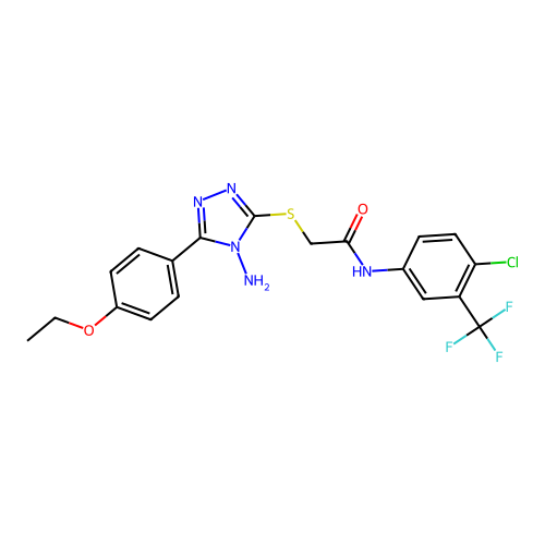 2-{[4-amino-5-(4-ethoxyphenyl)-4H-1,2,4-triazol-3-yl]sulfanyl}-N-[4-chloro-3-(trifluoromethyl)phenyl]acetamide structure