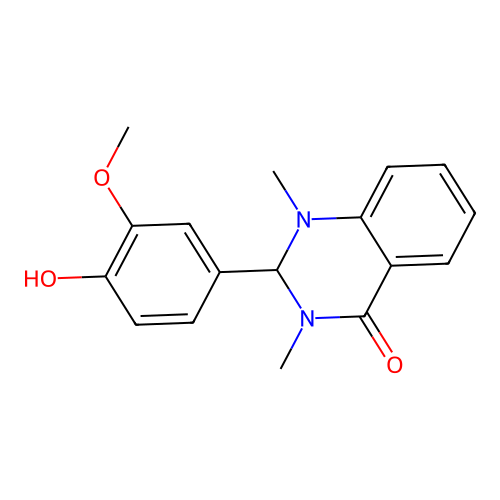 2-(4-hydroxy-3-methoxyphenyl)-1,3-dimethyl-2,3-dihydroquinazolin-4(1H)-one structure