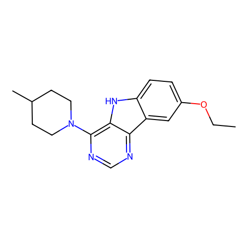 8-ethoxy-4-(4-methylpiperidin-1-yl)-5H-pyrimido[5,4-b]indole structure