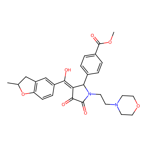 methyl 4-(4-hydroxy-3-(2-methyl-2,3-dihydrobenzofuran-5-carbonyl)-1-(2-morpholinoethyl)-5-oxo-2,5-dihydro-1H-pyrrol-2-yl)benzoate structure