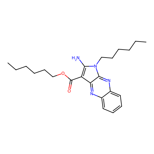 hexyl 2-amino-1-hexyl-1H-pyrrolo[2,3-b]quinoxaline-3-carboxylate structure