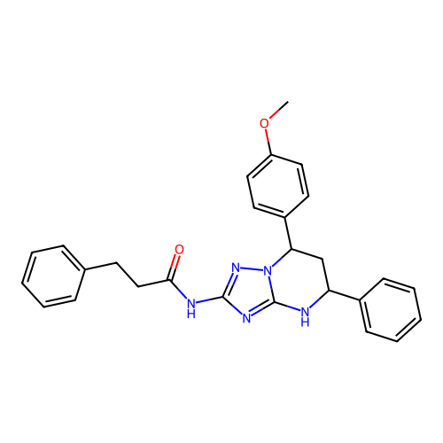 N-(7-(4-methoxyphenyl)-5-phenyl-4,5,6,7-tetrahydro-[1,2,4]triazolo[1,5-a]pyrimidin-2-yl)-3-phenylpropanamide structure