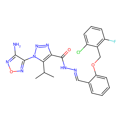 1-(4-Amino-1,2,5-oxadiazol-3-yl)-5-(1-methylethyl)-1H-1,2,3-triazole-4-carboxylic acid 2-[[2-[(2-chloro-6-fluorophenyl)methoxy]phenyl]methylene]hydrazide structure