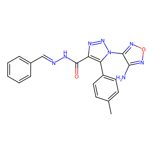 (E)-1-(4-amino-1,2,5-oxadiazol-3-yl)-N'-benzylidene-5-(p-tolyl)-1H-1,2,3-triazole-4-carbohydrazide structure