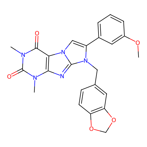 6-(1,3-benzodioxol-5-ylmethyl)-7-(3-methoxyphenyl)-2,4-dimethylpurino[7,8-a]imidazole-1,3-dione structure