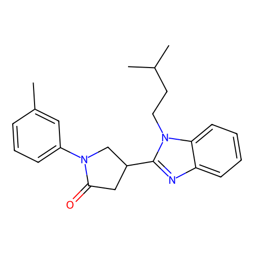 4-(1-isopentyl-1H-benzo[d]imidazol-2-yl)-1-(m-tolyl)pyrrolidin-2-one structure