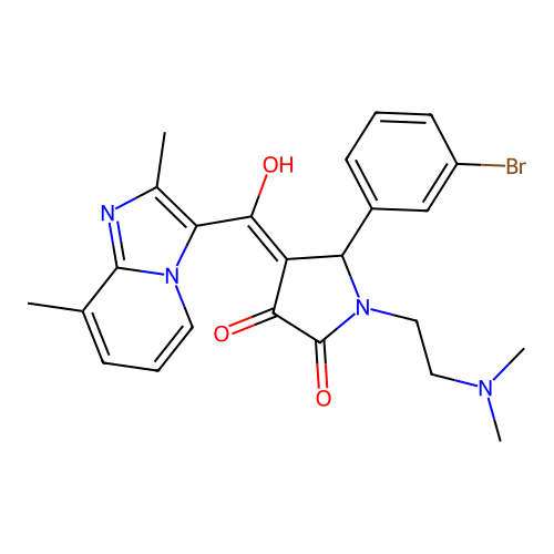 (4E)-5-(3-bromophenyl)-1-(2-dimethylaminoethyl)-4-[(2,8-dimethylimidazo[1,2-a]pyridin-3-yl)-hydroxymethylidene]pyrrolidine-2,3-dione structure
