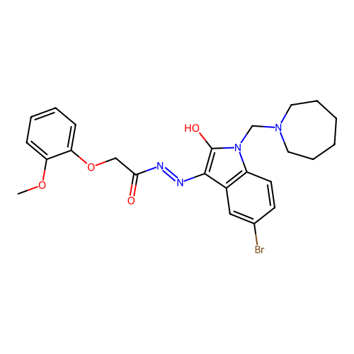 (Z)-N'-(1-(azepan-1-ylmethyl)-5-bromo-2-oxoindolin-3-ylidene)-2-(2-methoxyphenoxy)acetohydrazide structure