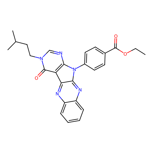 ethyl 4-(3-isopentyl-4-oxo-3H-pyrimido[5',4':4,5]pyrrolo[2,3-b]quinoxalin-11(4H)-yl)benzoate structure
