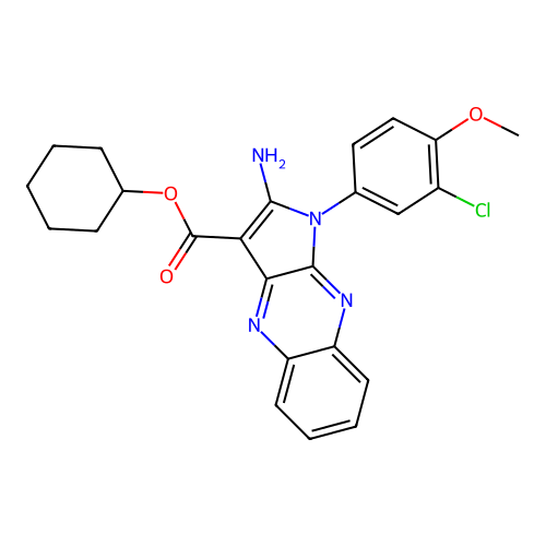 cyclohexyl 2-amino-1-(3-chloro-4-methoxyphenyl)-1H-pyrrolo[2,3-b]quinoxaline-3-carboxylate structure