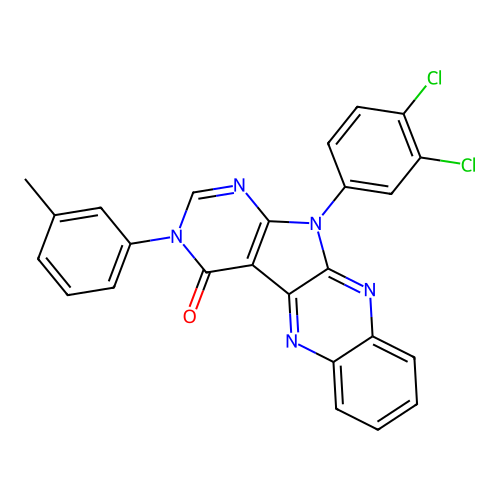11-(3,4-dichlorophenyl)-3-(3-methylphenyl)-3,11-dihydro-4H-pyrimido[5',4':4,5]pyrrolo[2,3-b]quinoxalin-4-one structure