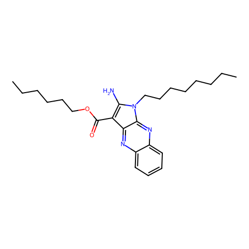 hexyl 2-amino-1-octyl-1H-pyrrolo[2,3-b]quinoxaline-3-carboxylate structure