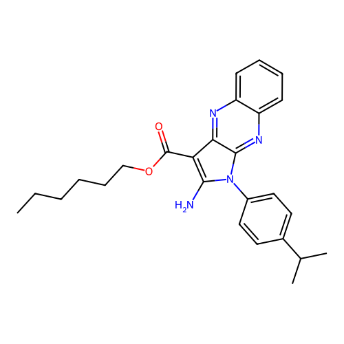 hexyl 2-amino-1-[4-(propan-2-yl)phenyl]-1H-pyrrolo[2,3-b]quinoxaline-3-carboxylate structure