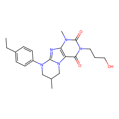 9-(4-ethylphenyl)-3-(3-hydroxypropyl)-1,7-dimethyl-6,7,8,9-tetrahydropyrimido[2,1-f]purine-2,4(1H,3H)-dione structure
