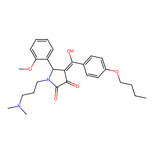 (4E)-4-[(4-butoxyphenyl)-hydroxymethylidene]-1-[3-(dimethylamino)propyl]-5-(2-methoxyphenyl)pyrrolidine-2,3-dione structure