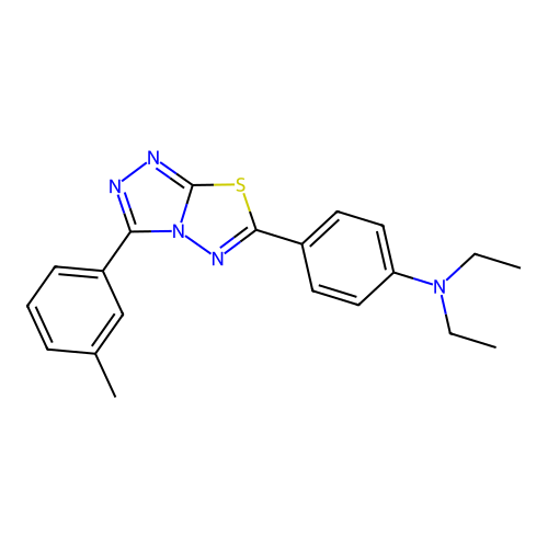 N,N-diethyl-4-(3-(m-tolyl)-[1,2,4]triazolo[3,4-b][1,3,4]thiadiazol-6-yl)aniline structure