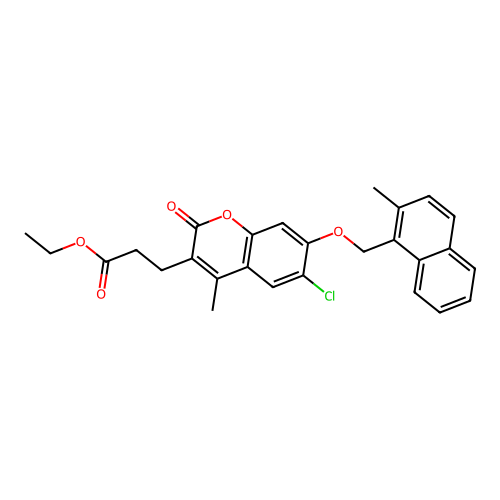 ethyl 3-{6-chloro-4-methyl-7-[(2-methyl-1-naphthyl)methoxy]-2-oxo-2H-chromen-3-yl}propanoate structure