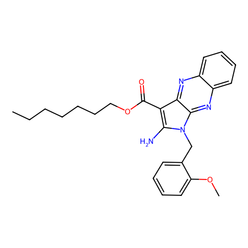 heptyl 2-amino-1-(2-methoxybenzyl)-1H-pyrrolo[2,3-b]quinoxaline-3-carboxylate structure