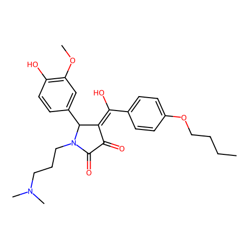 (4E)-4-[(4-butoxyphenyl)-hydroxymethylidene]-1-[3-(dimethylamino)propyl]-5-(4-hydroxy-3-methoxyphenyl)pyrrolidine-2,3-dione structure