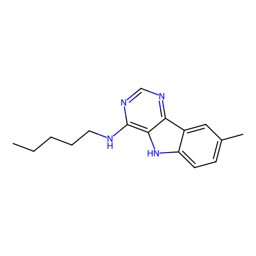 8-methyl-N-pentyl-5H-pyrimido[5,4-b]indol-4-amine structure