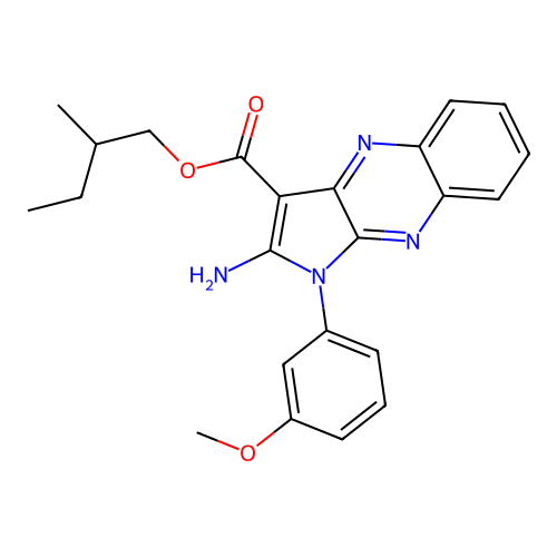 2-methylbutyl 2-amino-1-(3-methoxyphenyl)-1H-pyrrolo[2,3-b]quinoxaline-3-carboxylate structure