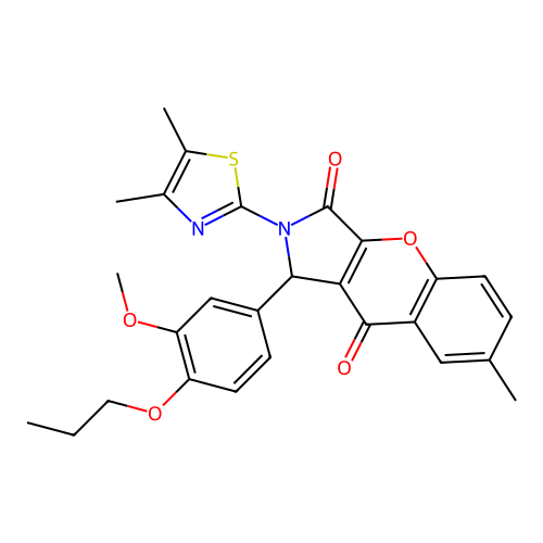 2-(4,5-dimethyl-1,3-thiazol-2-yl)-1-(3-methoxy-4-propoxyphenyl)-7-methyl-1,2-dihydrochromeno[2,3-c]pyrrole-3,9-dione structure