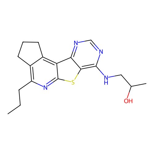 1-((4-propyl-2,3-dihydro-1H-cyclopenta[4',5']pyrido[3',2':4,5]thieno[3,2-d]pyrimidin-7-yl)amino)propan-2-ol structure