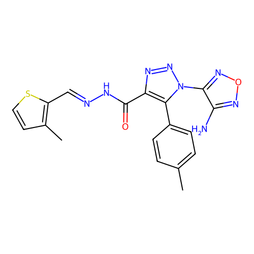 (E)-1-(4-amino-1,2,5-oxadiazol-3-yl)-N'-((3-methylthiophen-2-yl)methylene)-5-(p-tolyl)-1H-1,2,3-triazole-4-carbohydrazide structure