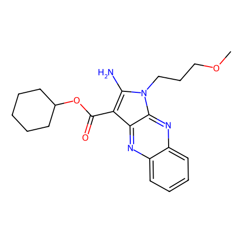 cyclohexyl 2-amino-1-(3-methoxypropyl)-1H-pyrrolo[2,3-b]quinoxaline-3-carboxylate structure