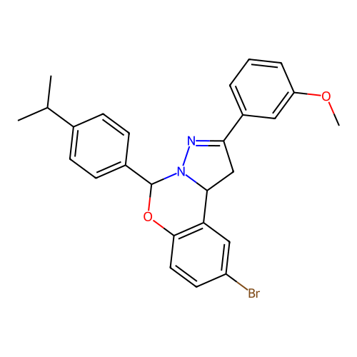 9-bromo-2-(3-methoxyphenyl)-5-(4-propan-2-ylphenyl)-5,10b-dihydro-1H-pyrazolo[1,5-c][1,3]benzoxazine structure