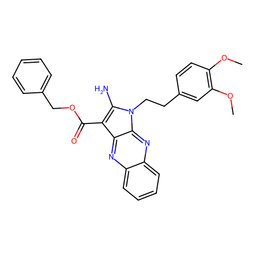 benzyl 2-amino-1-(3,4-dimethoxyphenethyl)-1H-pyrrolo[2,3-b]quinoxaline-3-carboxylate structure