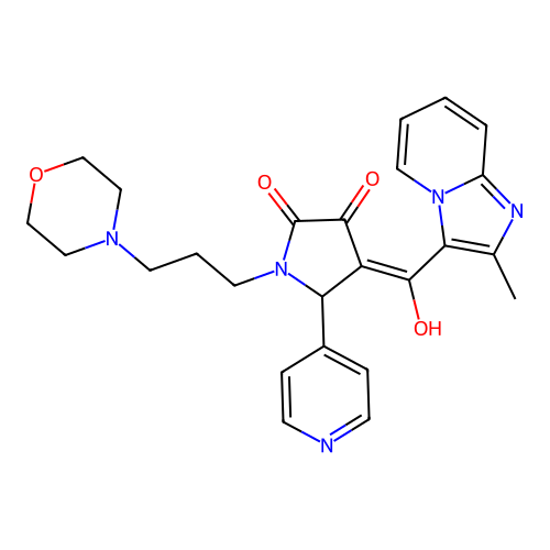 (4E)-4-[hydroxy-(2-methylimidazo[1,2-a]pyridin-3-yl)methylidene]-1-(3-morpholin-4-ylpropyl)-5-pyridin-4-ylpyrrolidine-2,3-dione structure