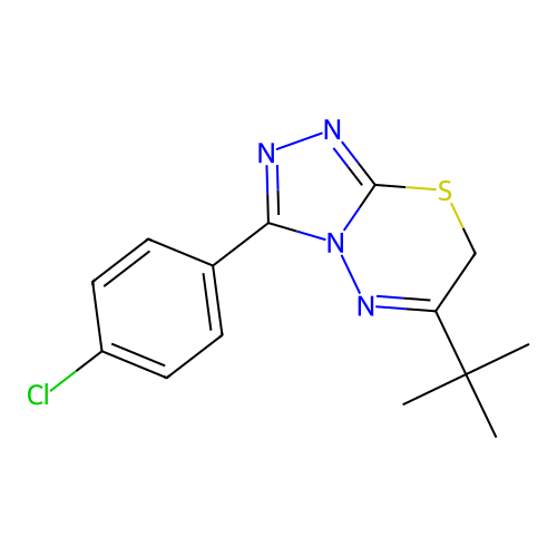 6-tert-butyl-3-(4-chlorophenyl)-7H-[1,2,4]triazolo[3,4-b][1,3,4]thiadiazine structure