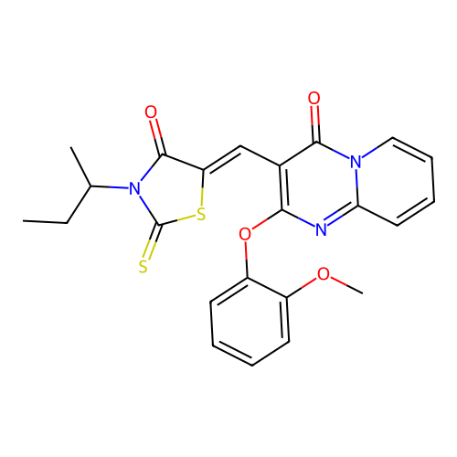 (Z)-3-(sec-butyl)-5-((2-(2-methoxyphenoxy)-4-oxo-4H-pyrido[1,2-a]pyrimidin-3-yl)methylene)-2-thioxothiazolidin-4-one structure