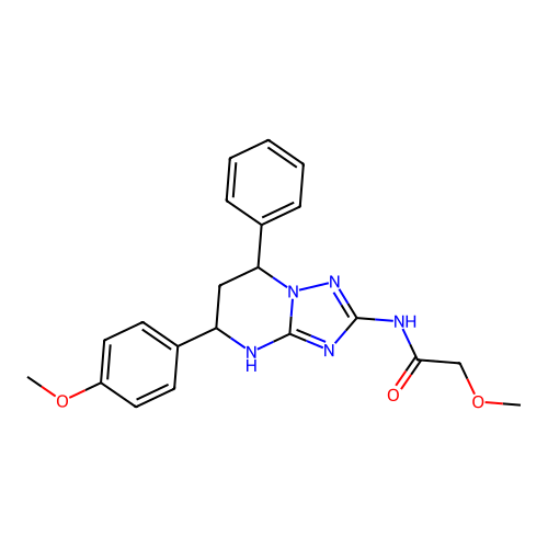 2-methoxy-N-(5-(4-methoxyphenyl)-7-phenyl-4,5,6,7-tetrahydro-[1,2,4]triazolo[1,5-a]pyrimidin-2-yl)acetamide structure