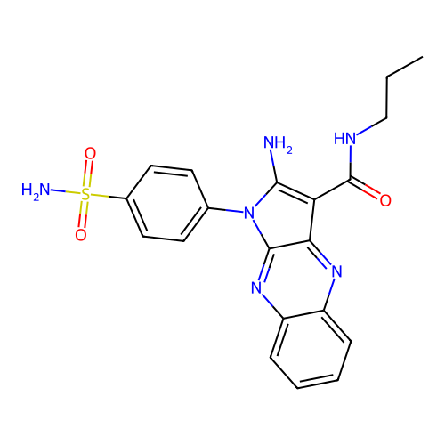 2-amino-N-propyl-1-(4-sulfamoylphenyl)pyrrolo[3,2-b]quinoxaline-3-carboxamide structure