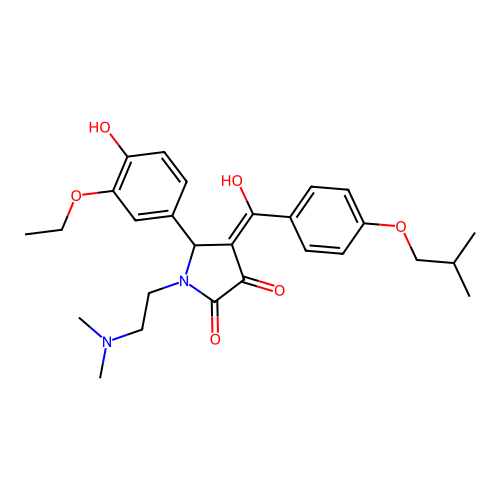 (4E)-1-(2-dimethylaminoethyl)-5-(3-ethoxy-4-hydroxyphenyl)-4-[hydroxy-[4-(2-methylpropoxy)phenyl]methylidene]pyrrolidine-2,3-dione structure
