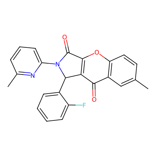 1-(2-fluorophenyl)-7-methyl-2-(6-methylpyridin-2-yl)-1,2-dihydrochromeno[2,3-c]pyrrole-3,9-dione structure